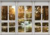 Erdei vízesés az ablakból poszter, fotótapéta Vlies (152,5 x 104 cm)
