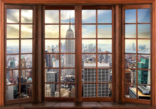 New Yorkra kilátás ablakból poszter, fotótapéta, Vlies (416 x 254 cm)