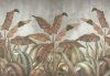 Rajzolt trópusi levelek beton háttérel poszter, fotótapéta (520 x 318 cm)