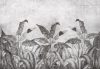 Fekete-fehér trópusi levelek beton háttérel poszter, fotótapéta (104 x 70,5 cm)