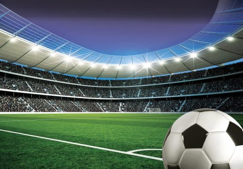 Focilabda a stadionban poszter, fotótapéta Vlies (254 x 184 cm)