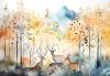 Szarvasok az erdőben - Akril stílusban poszter, fotótapéta Vlies (152,5 x 104 cm)