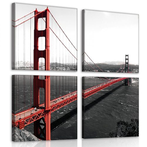 Vászonkép 4 darabos, Golden Gate Bridge 50x50 cm méretben