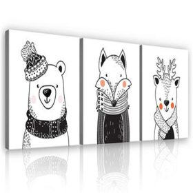 Vászonkép 3 darabos, Erdei állatok, 3 db 25x25 cm méret Vászonkép 3 darabos, Erdei állatok, 3 db 25x25 cm méret