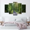 Canvas print 5 parts, Path in a green forest - 100x70 cm