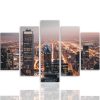 Vászonkép 5 rész, Felhőkarcolók éjszaka - 150x100 cm