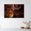 Vászonkép, Csésze kávé és kávébab - 90x60 cm