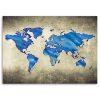 Canvas print, Blue world map - 90x60 cm