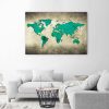 Vászonkép, Zöld világtérkép - 120x80 cm