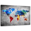 Canvas art print, Painted world map on concrete - 100x70 cm