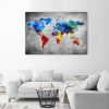 Canvas art print, Painted world map on concrete - 60x40 cm