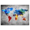 Canvas art print, Painted world map on concrete - 90x60 cm