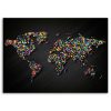 Canvas print, World map with coloured dots - 60x40 cm