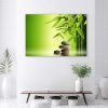 Canvas print, Zen stones and bamboo on green background - 60x40 cm
