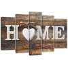 Canvas print 5 parts, Home on old wooden board with vintage look - 150x100 cm