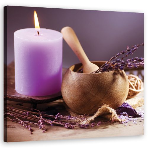Canvas print, Lavender spa candle - 60x60 cm