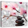 Vászonkép, Zen kövek orchidea virágok - 50x50 cm