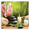 Canvas print, Orchid candles and zen stones - 30x30 cm