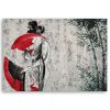 Vászonkép, Japán gésa legyezővel - 90x60 cm