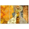 Canvas print 3 parts, Woman on decorative background - 60x40 cm