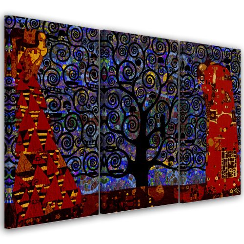 Canvas print 3 parts, Blue Tree of Life abstract - 150x100 cm