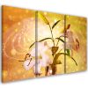 Canvas print 3 parts, Lily on yellow background - 90x60 cm