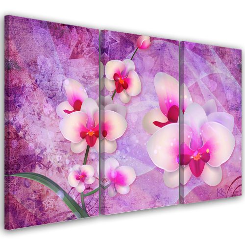 Vászonkép 3 részből, Orchidea virág absztrakt - 150x100 cm
