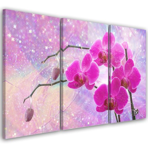 Canvas print 3 parts, Orchid flower abstract - 60x40 cm