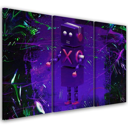 Vászonkép 3 részből, Játékos robot játékos - 90x60 cm