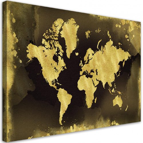 Vászonkép, Arany világtérkép vintage - 100x70 cm