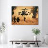 Canvas art print, Helicopter and soldiers on mission - 100x70 cm