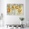Vászonkép, Arany virágok és pillangók - 120x80 cm