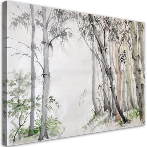 Vászonkép, Szürke fák erdő festett - 120x80 cm