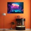 Vászonkép, Neon medúza - 60x40 cm