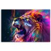 Canvas print, Lion Roar Neon Abstraction - 90x60 cm