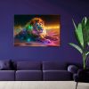 Vászonkép, Állat AI Oroszlán Absztrakció Neon - 120x80 cm