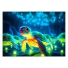 Vászonkép, neon, Teknős víz alatt - 90x60 cm cm