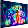 Vászonkép, neon, Színes absztrakt kutyák - 60x40 cm cm