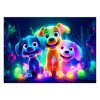 Vászonkép, neon, Színes absztrakt kutyák - 100x70 cm cm