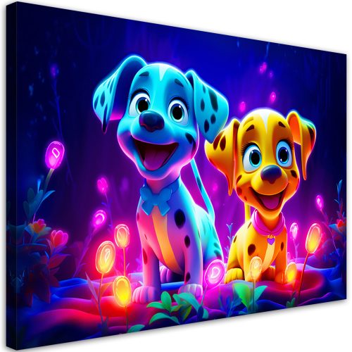 Vászonkép, neon, Kutyák - 100x70 cm cm