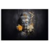 Vászonkép, Szürke Buddha és virágok - 90x60 cm