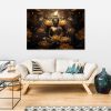 Canvas print, Golden Buddha and lotus flowers - 100x70 cm