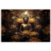 Canvas print, Golden Buddha and lotus flowers - 120x80 cm