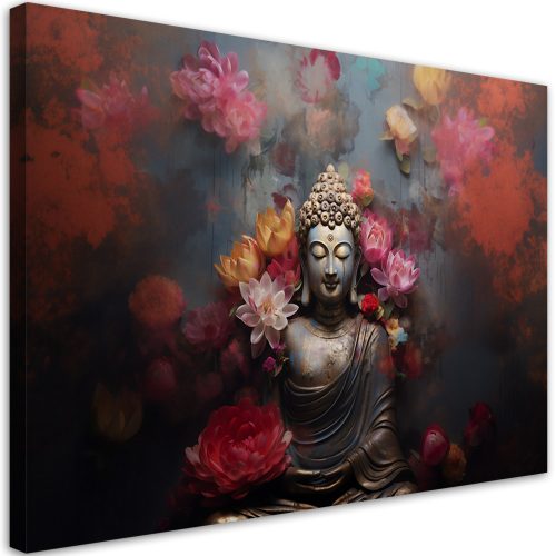 Canvas print, Buddha Zen Flowers Abstract - 90x60 cm