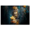 Canvas print, Buddha and golden flowers - 60x40 cm