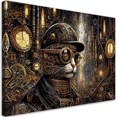 Vászonkép, Fantasztikus macska steampunk stílusban - 60x40 cm