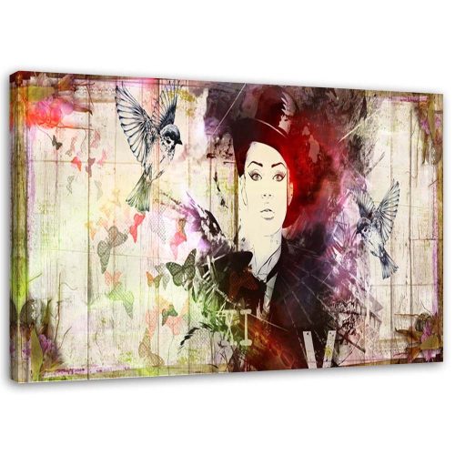 Canvas print, Girl with hat - 60x40 cm