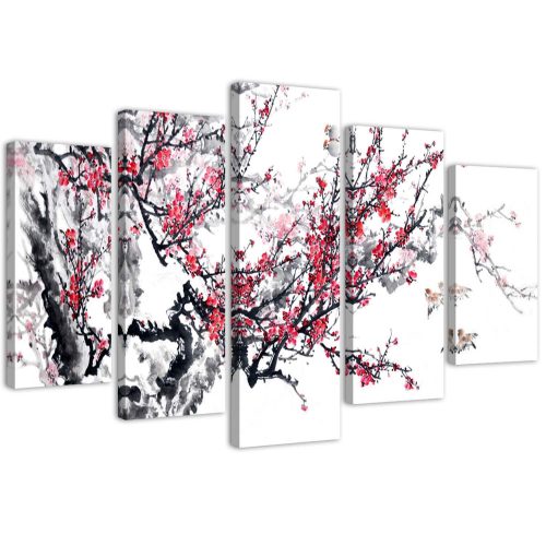 Vászonkép 5 rész, Japán cseresznyefa - 200x100 cm