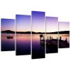 5 részes Vászonkép, Kikötő és tó egy nyári reggelen - 200x100 cm