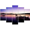 5 részes Vászonkép, Kikötő és tó egy nyári reggelen - 150x100 cm